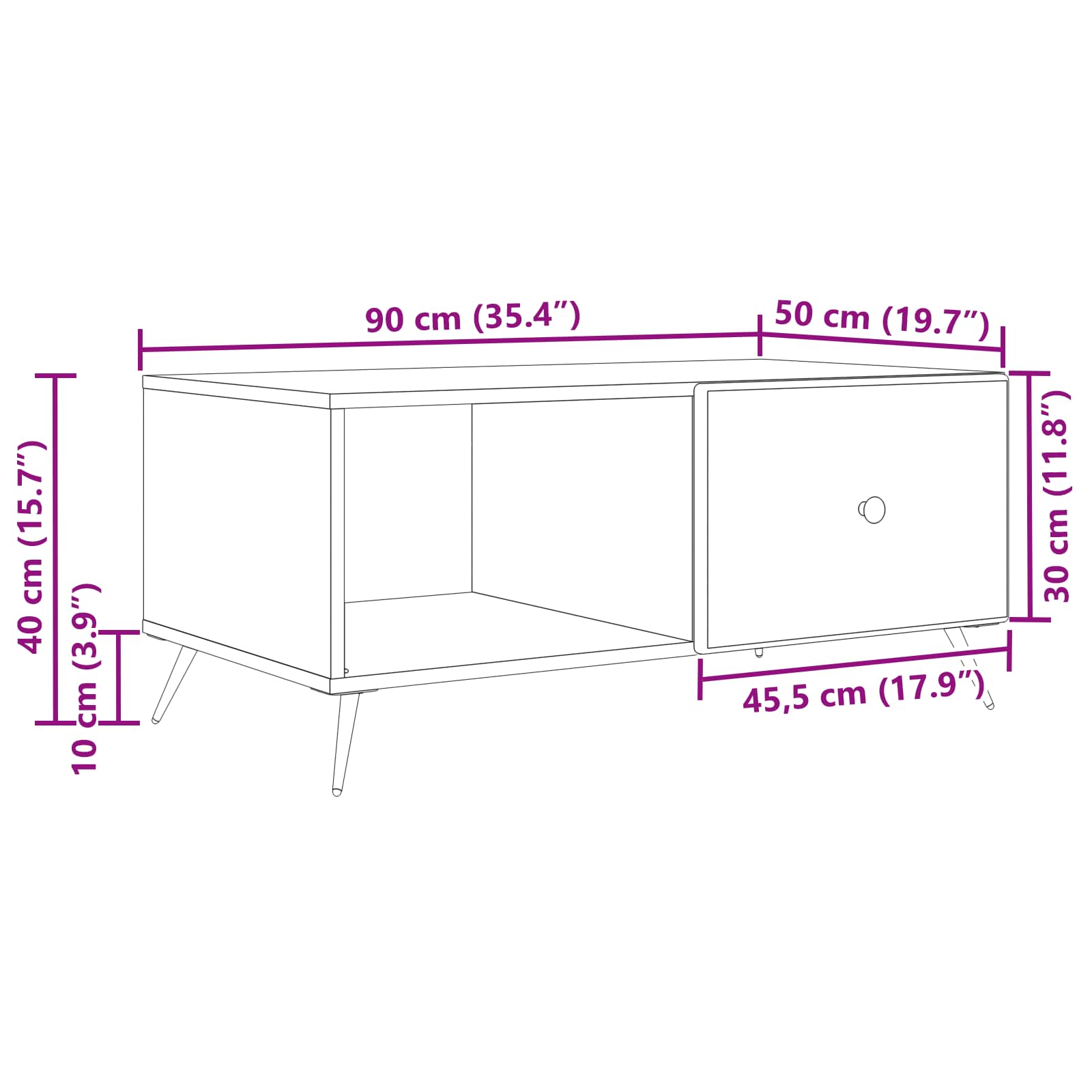 Couchtisch Weiß 90 x 50 x 40 cm Holzwerkstoff