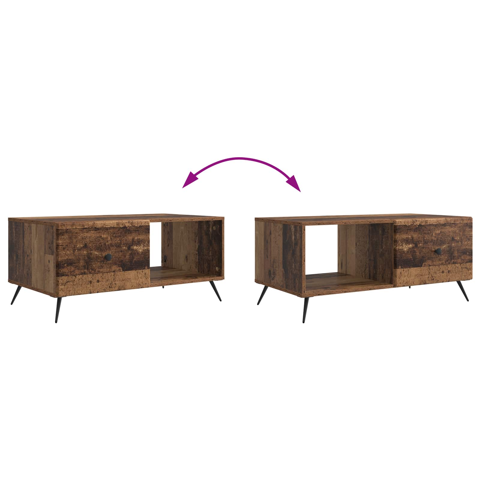 Couchtisch Altholz 90 x 50 x 40 cm Holzwerkstoff