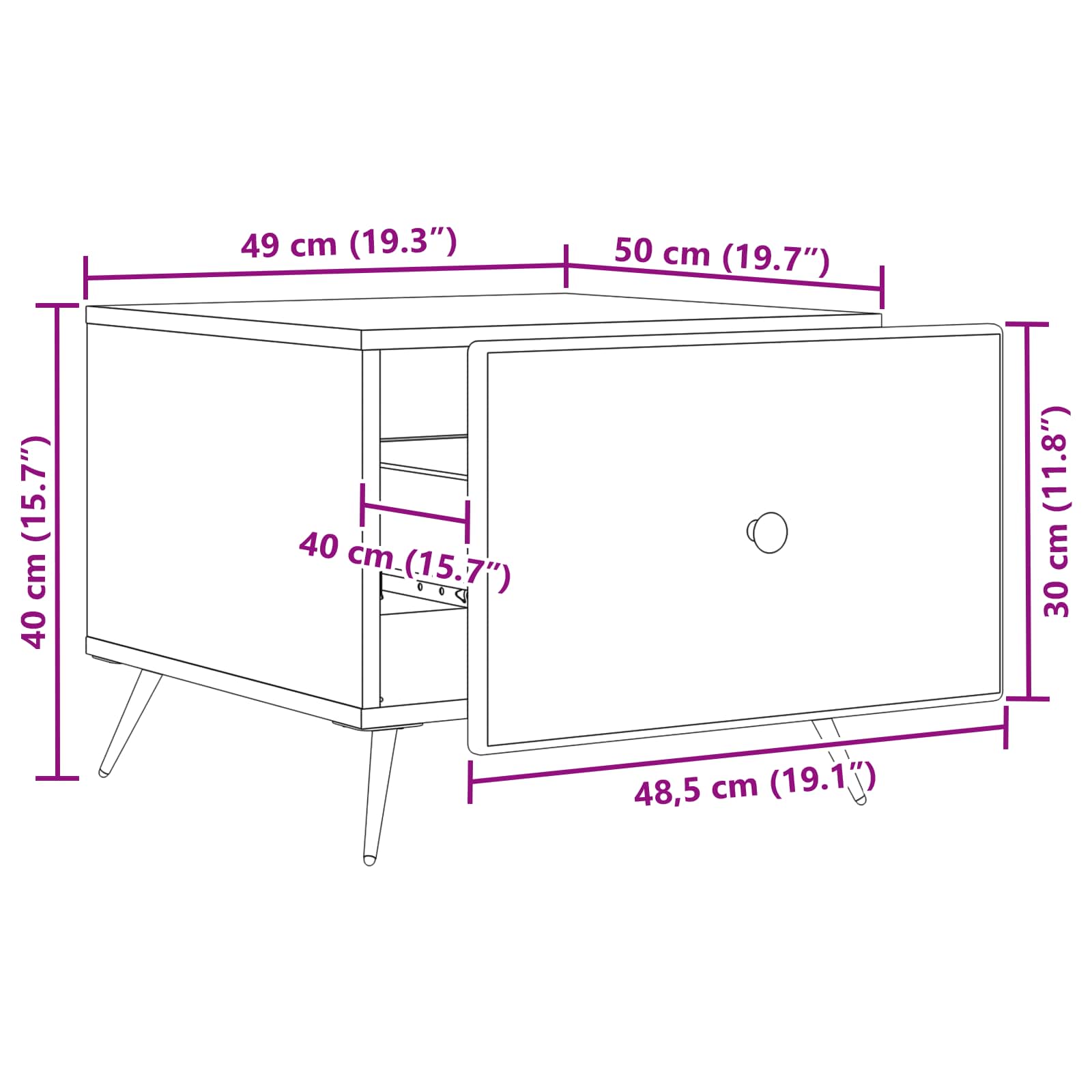 Couchtisch Hochglanz Weiß 49 x 50 x 40 cm Holzwerkstoff