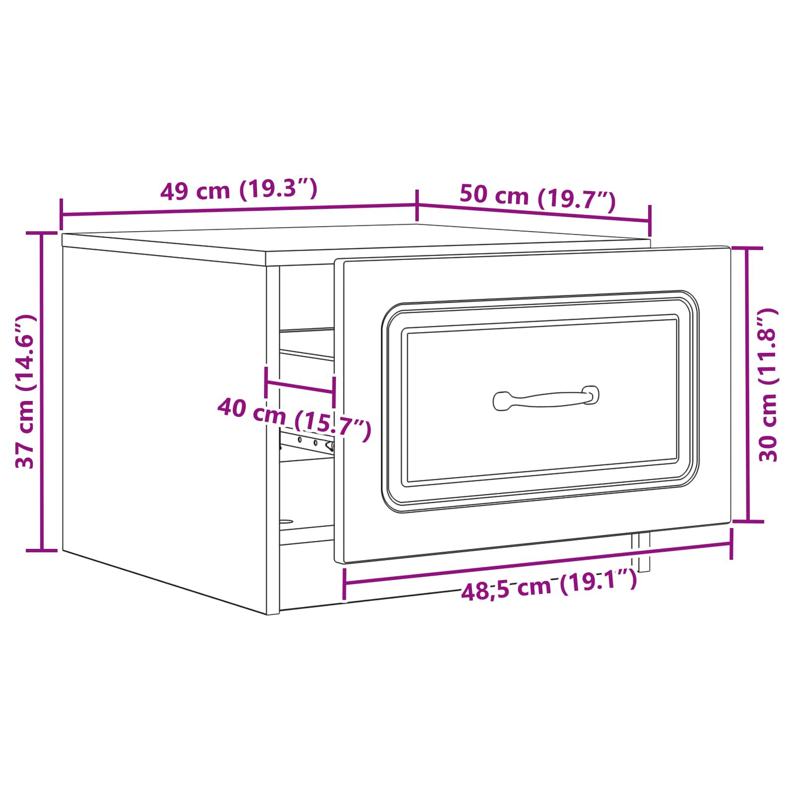 Couchtisch Artisan-Eiche 49 x 50 x 37 cm Holzwerkstoff