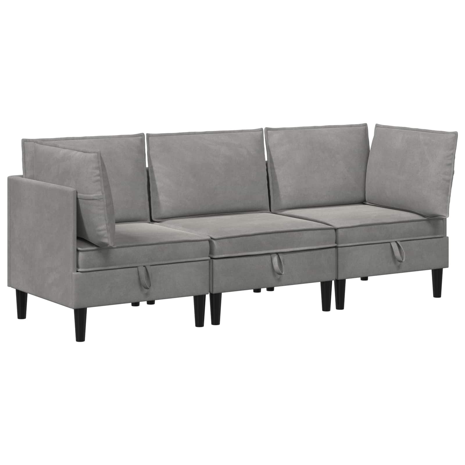 Wohnzimmergarnitur mit Kissen mit Speicher 3 pcs Hellgrau Samt