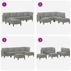 Wohnzimmergarnitur mit Kissen mit Speicher 6 pcs Hellgrau Samt