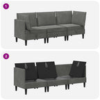 Wohnzimmergarnitur mit Kissen 3 pcs Dunkelgrau Samt