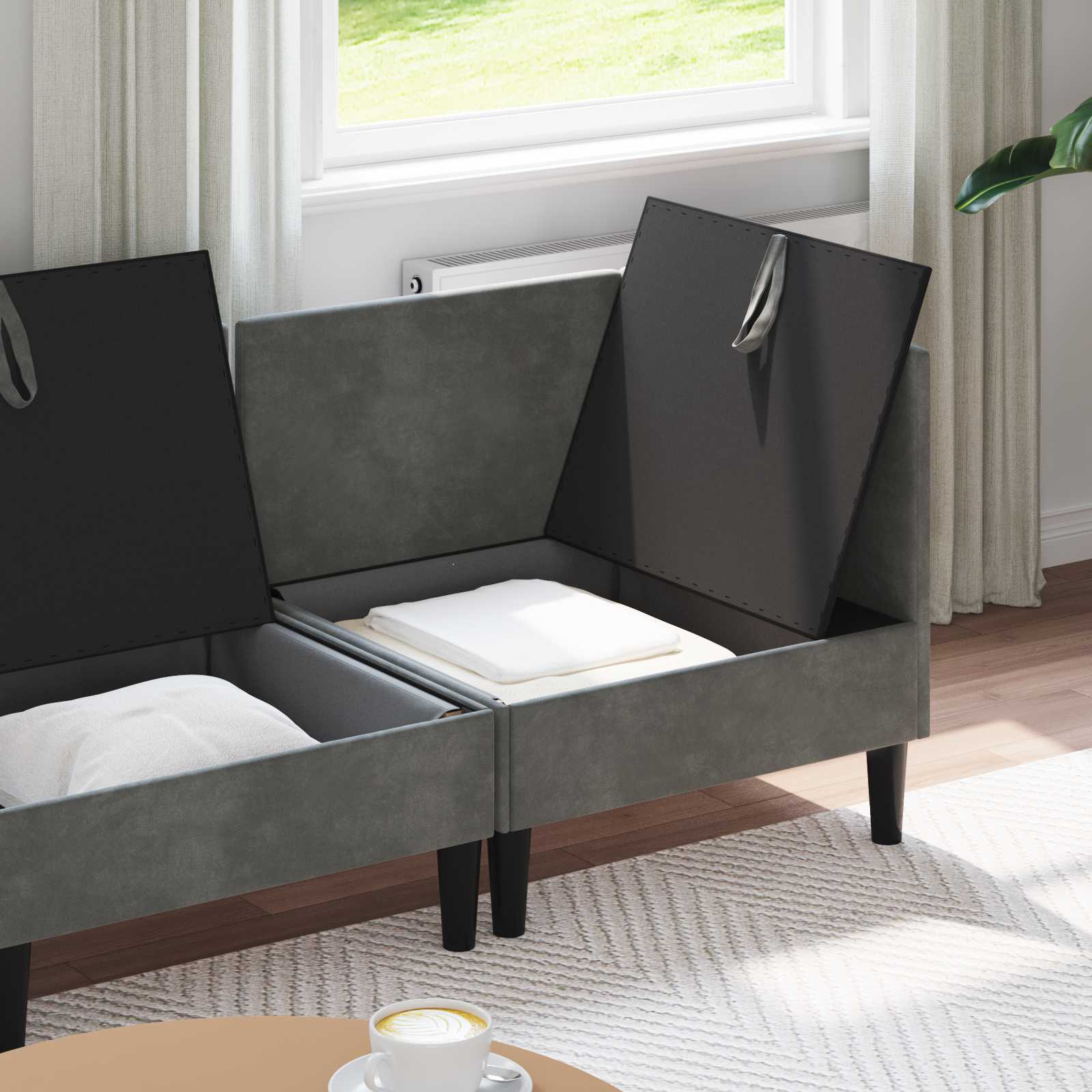 Wohnzimmergarnitur mit Kissen 4 pcs Dunkelgrau Samt