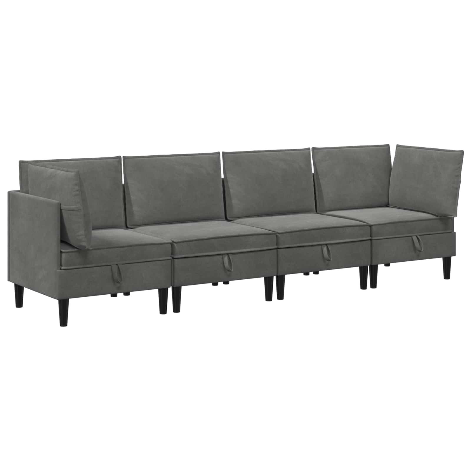 Wohnzimmergarnitur mit Kissen 4 pcs Dunkelgrau Samt