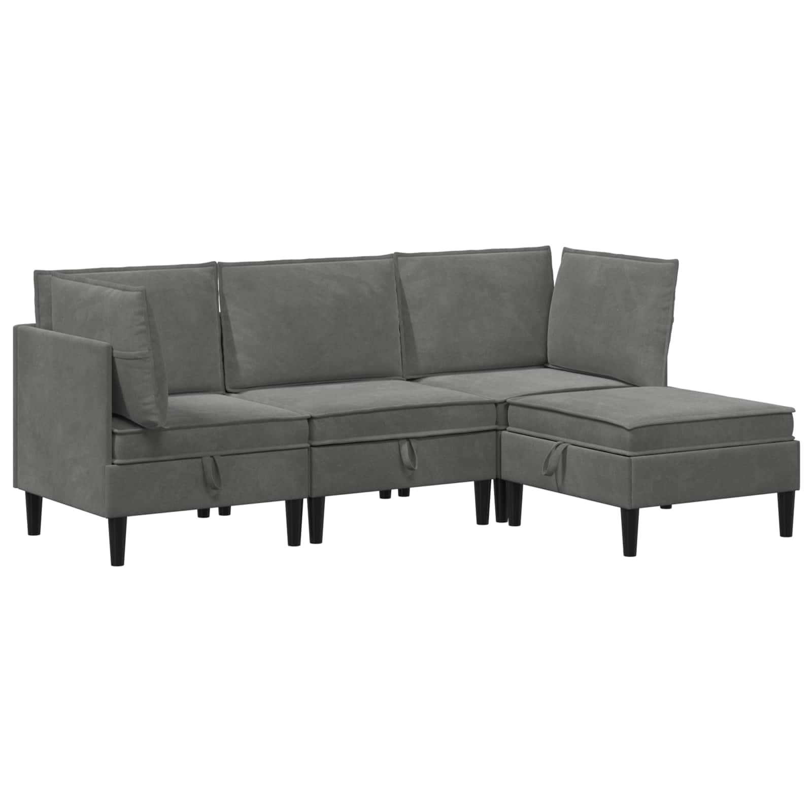 Wohnzimmergarnitur mit Kissen 4 pcs Dunkelgrau Samt