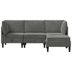 Wohnzimmergarnitur mit Kissen 4 pcs Dunkelgrau Samt