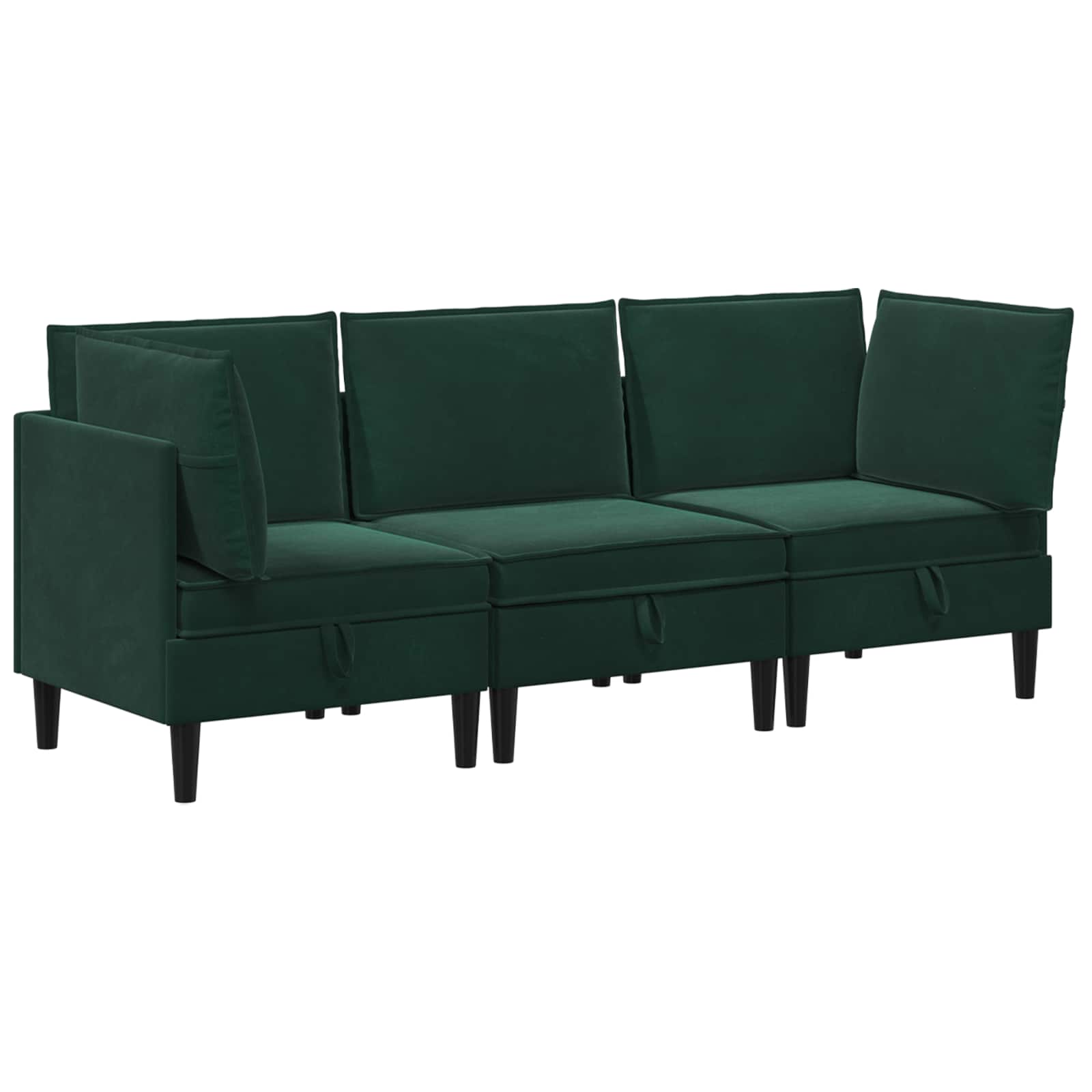 Wohnzimmergarnitur mit Kissen 3 pcs Dunkelgrün Samt
