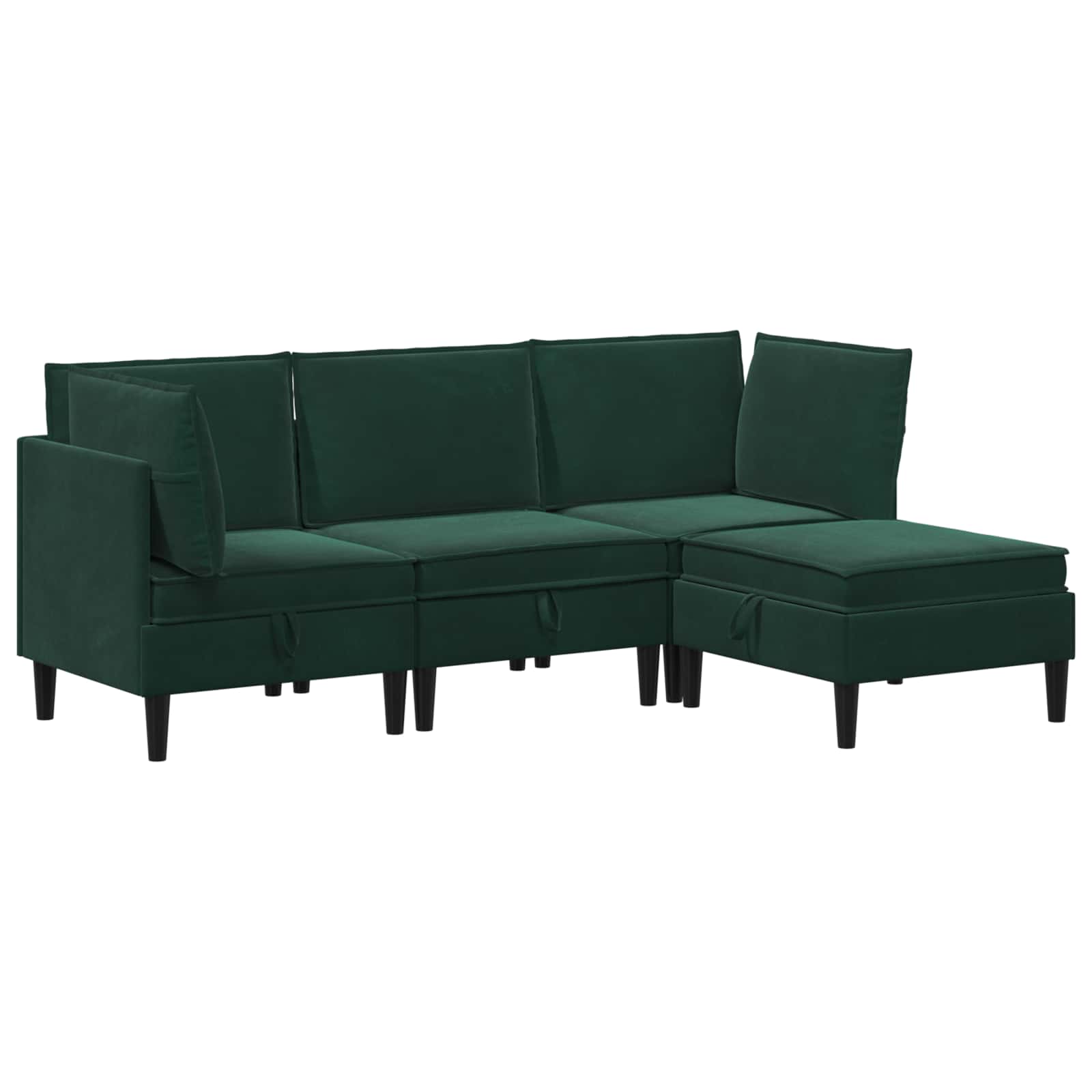 Wohnzimmergarnitur mit Kissen 4 pcs Dunkelgrün Samt