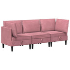 Wohnzimmergarnitur mit Kissen mit Speicher 3 pcs Rosa Samt