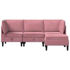 Wohnzimmergarnitur mit Kissen mit Speicher 4 pcs Rosa Samt