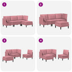 Wohnzimmergarnitur mit Kissen mit Speicher 4 pcs Rosa Samt