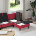 Wohnzimmergarnitur mit Kissen mit Speicher 4 pcs Weinrot Samt