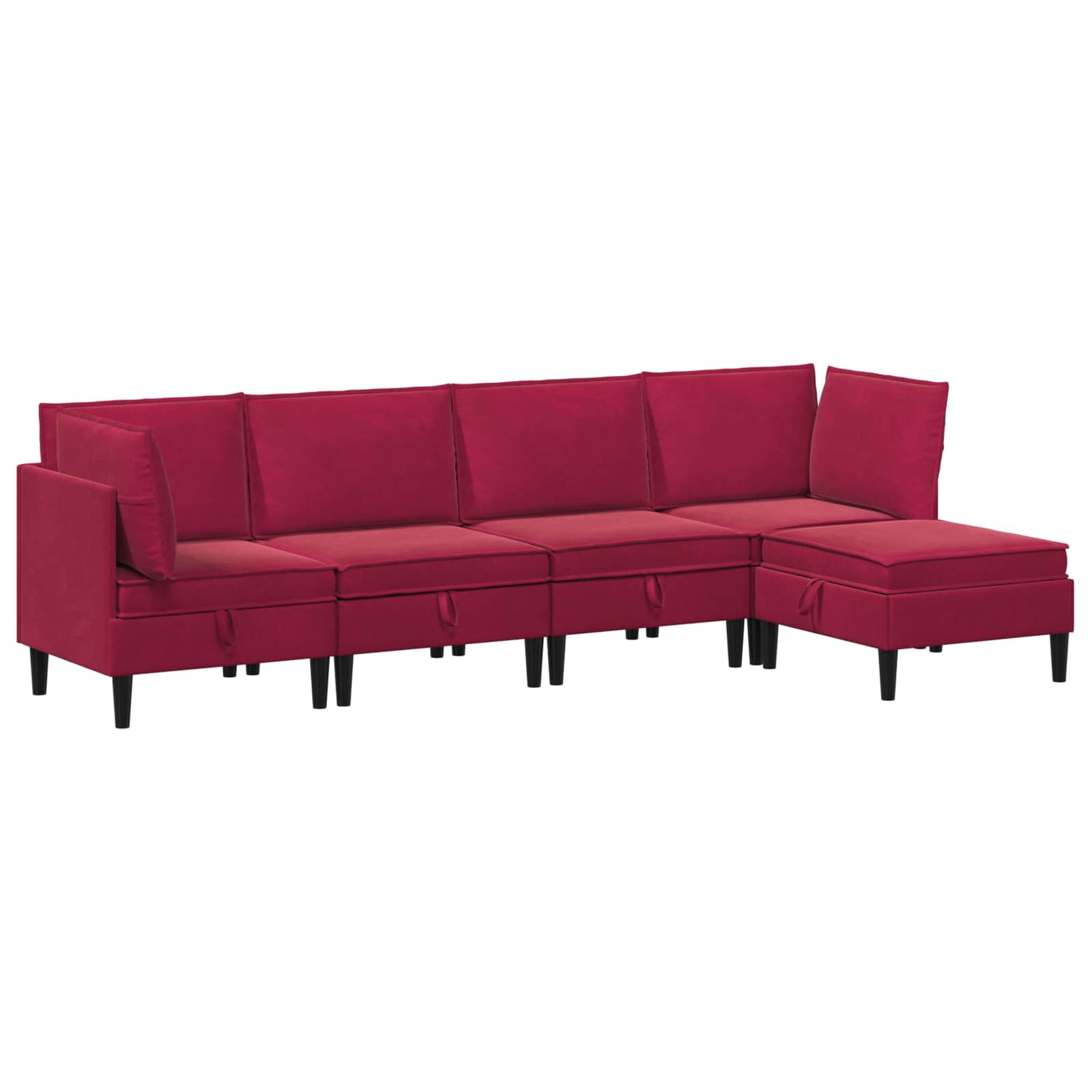 Wohnzimmergarnitur mit Kissen mit Speicher 5 pcs Weinrot Samt
