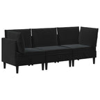 Wohnzimmergarnitur mit Kissen mit Speicher 3 pcs Schwarz Samt