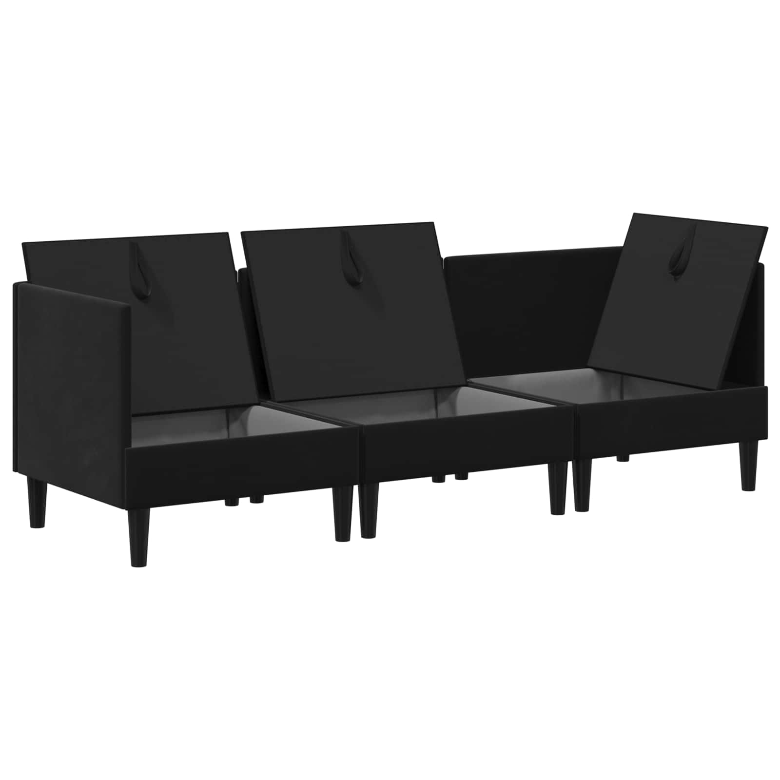 Wohnzimmergarnitur mit Kissen mit Speicher 3 pcs Schwarz Samt