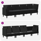Wohnzimmergarnitur mit Kissen mit Speicher 4 pcs Schwarz Samt