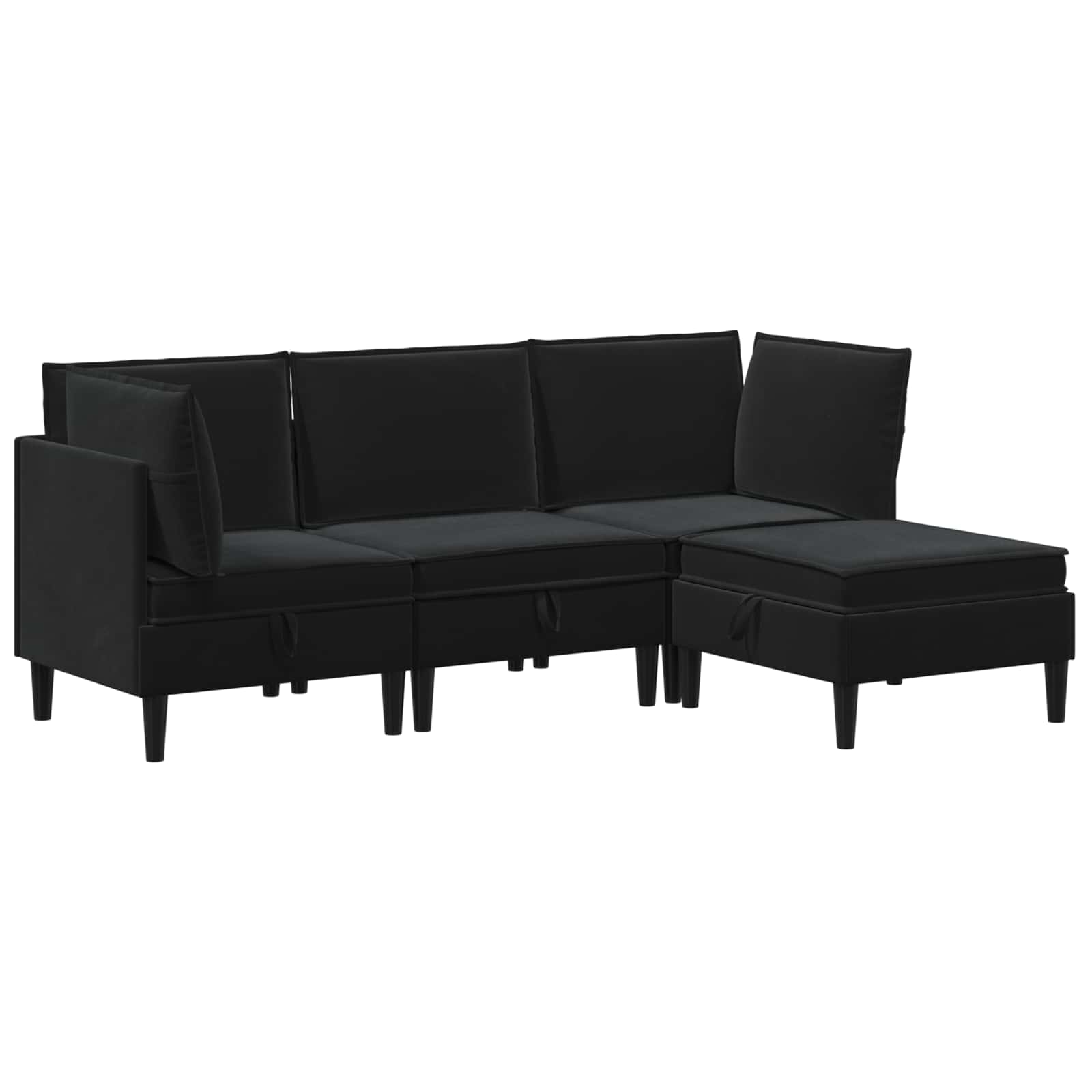 Wohnzimmergarnitur mit Kissen mit Speicher 4 pcs Schwarz Samt