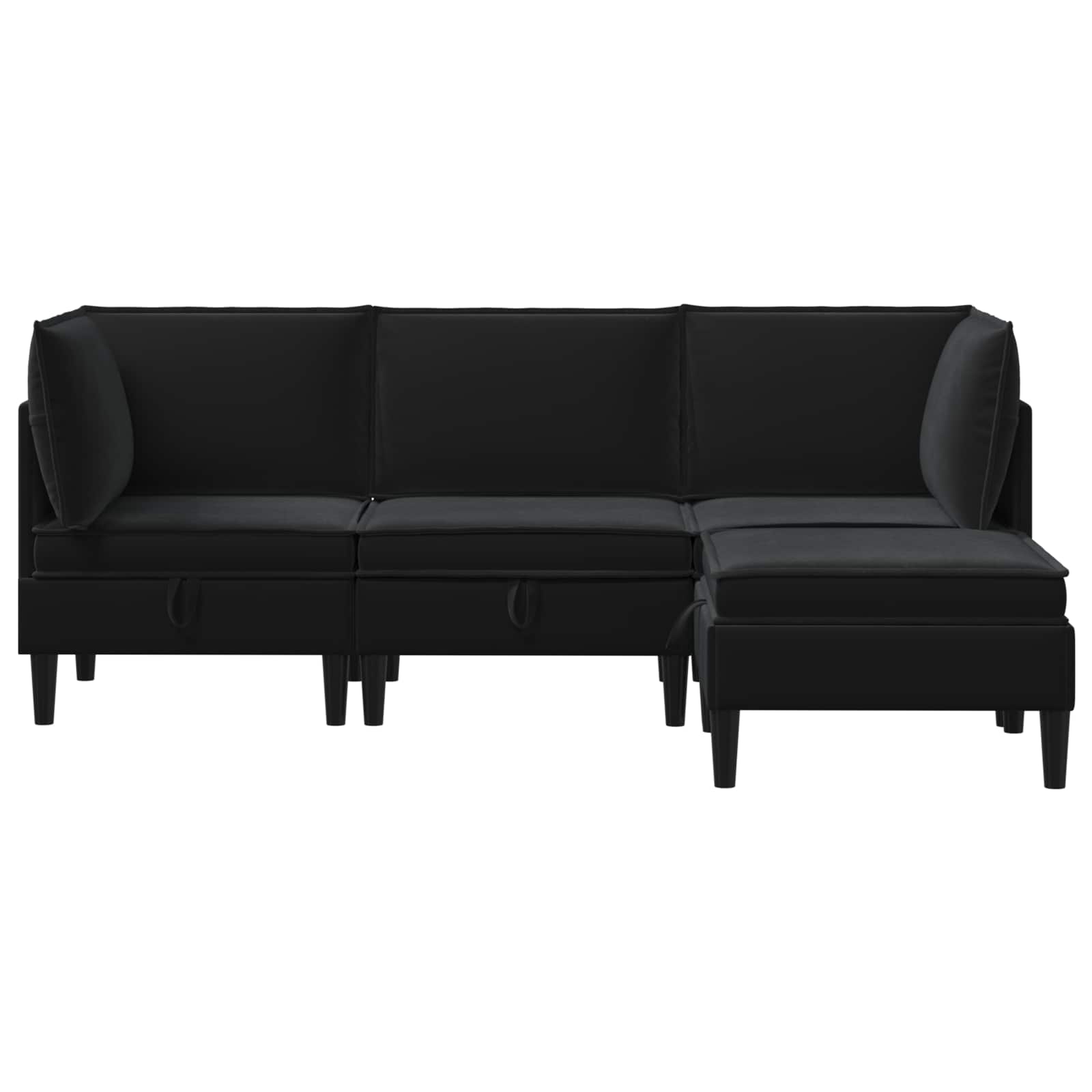 Wohnzimmergarnitur mit Kissen mit Speicher 4 pcs Schwarz Samt