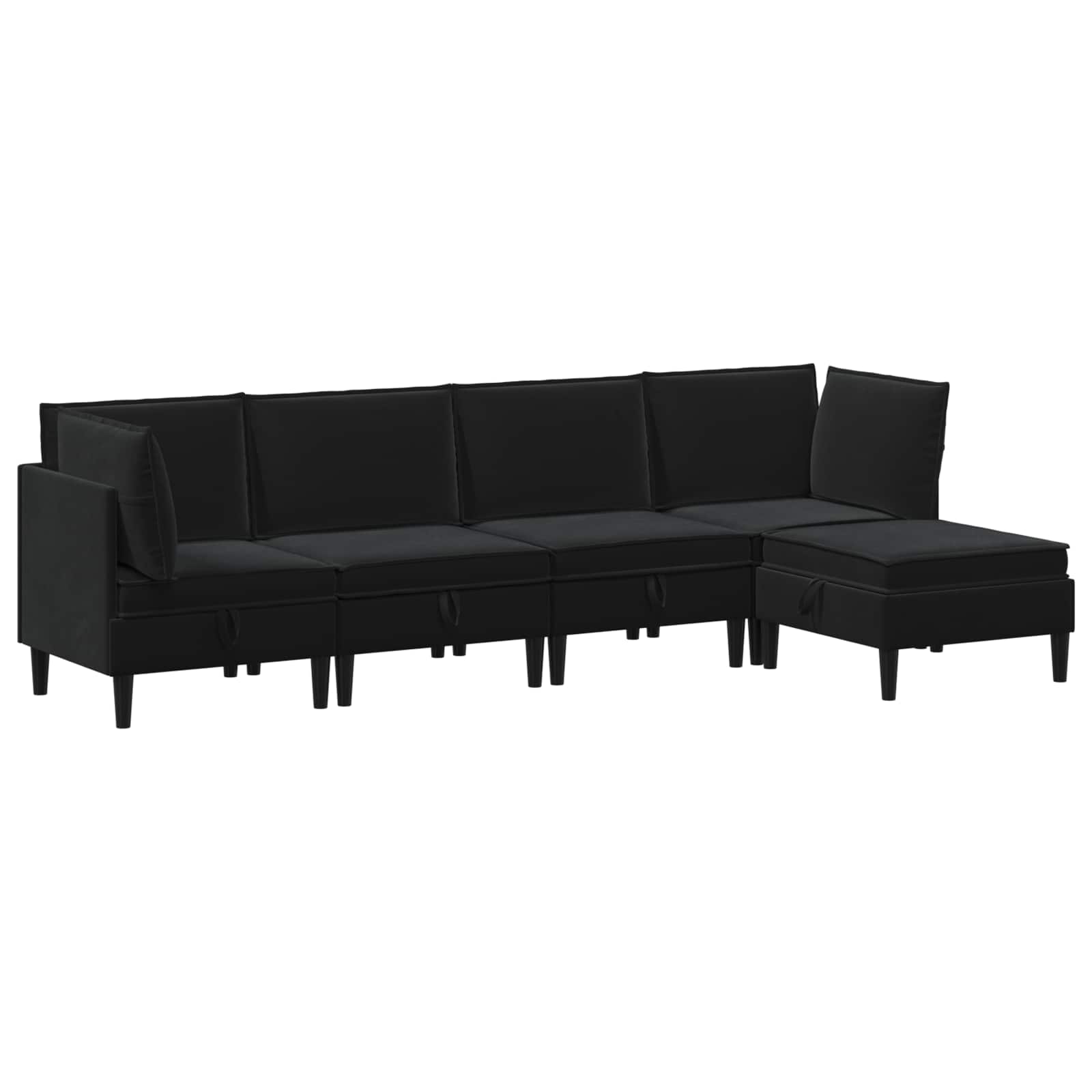Wohnzimmergarnitur mit Kissen mit Speicher 5 pcs Schwarz Samt