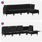 Wohnzimmergarnitur mit Kissen mit Speicher 5 pcs Schwarz Samt