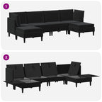 Wohnzimmergarnitur mit Kissen mit Speicher 6 pcs Schwarz Samt
