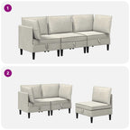 Wohnzimmergarnitur mit Kissen mit Speicher 3 pcs Creme Samt