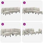 Wohnzimmergarnitur mit Kissen mit Speicher 5 pcs Creme Samt