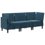 Wohnzimmergarnitur mit Kissen mit Speicher 3 pcs Blau Samt