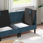 Wohnzimmergarnitur mit Kissen mit Speicher 4 pcs Blau Samt
