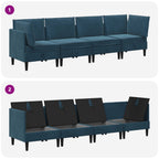 Wohnzimmergarnitur mit Kissen mit Speicher 4 pcs Blau Samt
