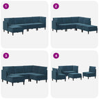 Wohnzimmergarnitur mit Kissen mit Speicher 5 pcs Blau Samt
