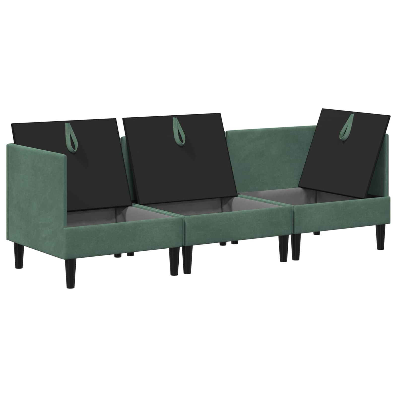 Wohnzimmergarnitur mit Kissen mit Speicher 3 pcs Meergrün Samt