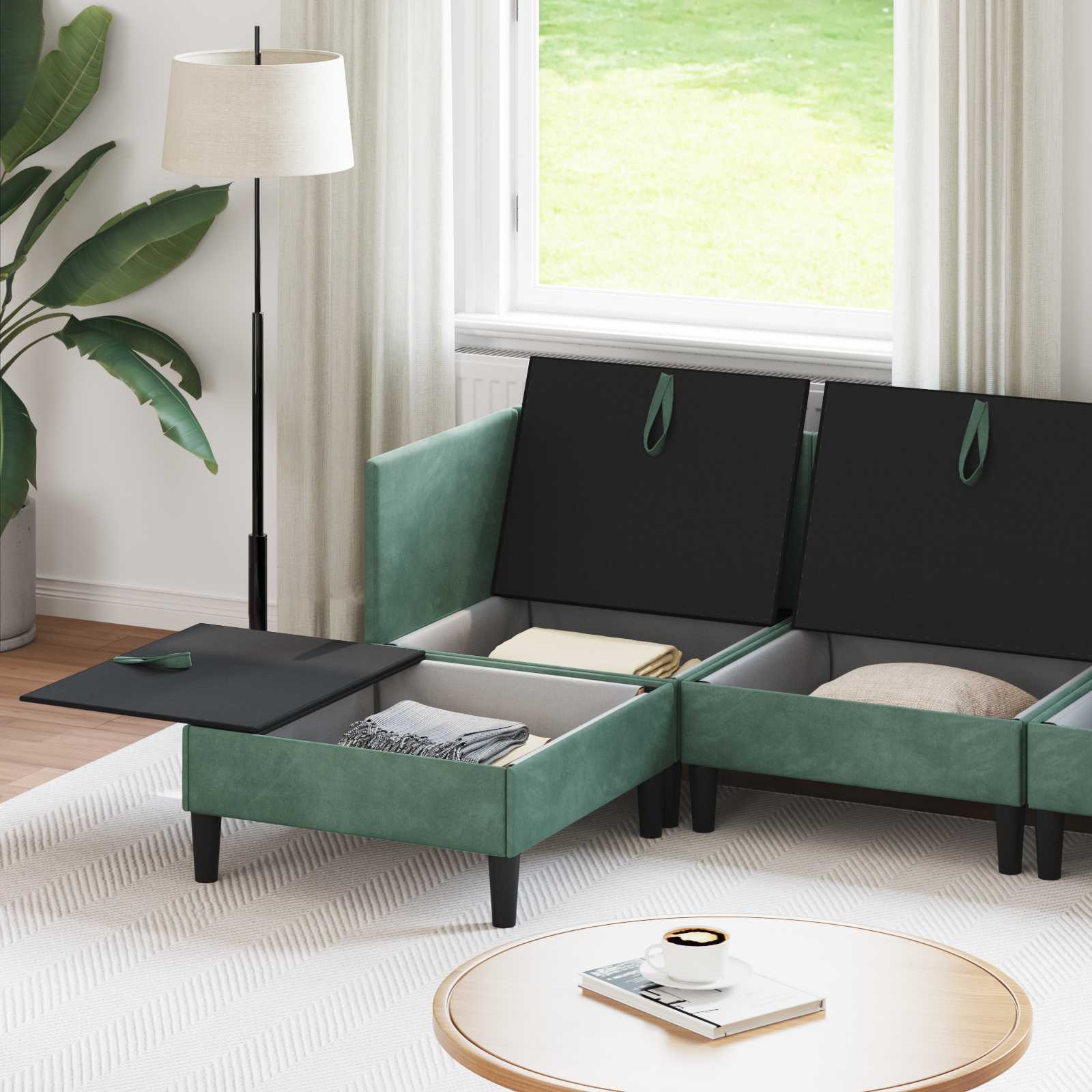 Wohnzimmergarnitur mit Kissen mit Speicher 6 pcs Meergrün Samt