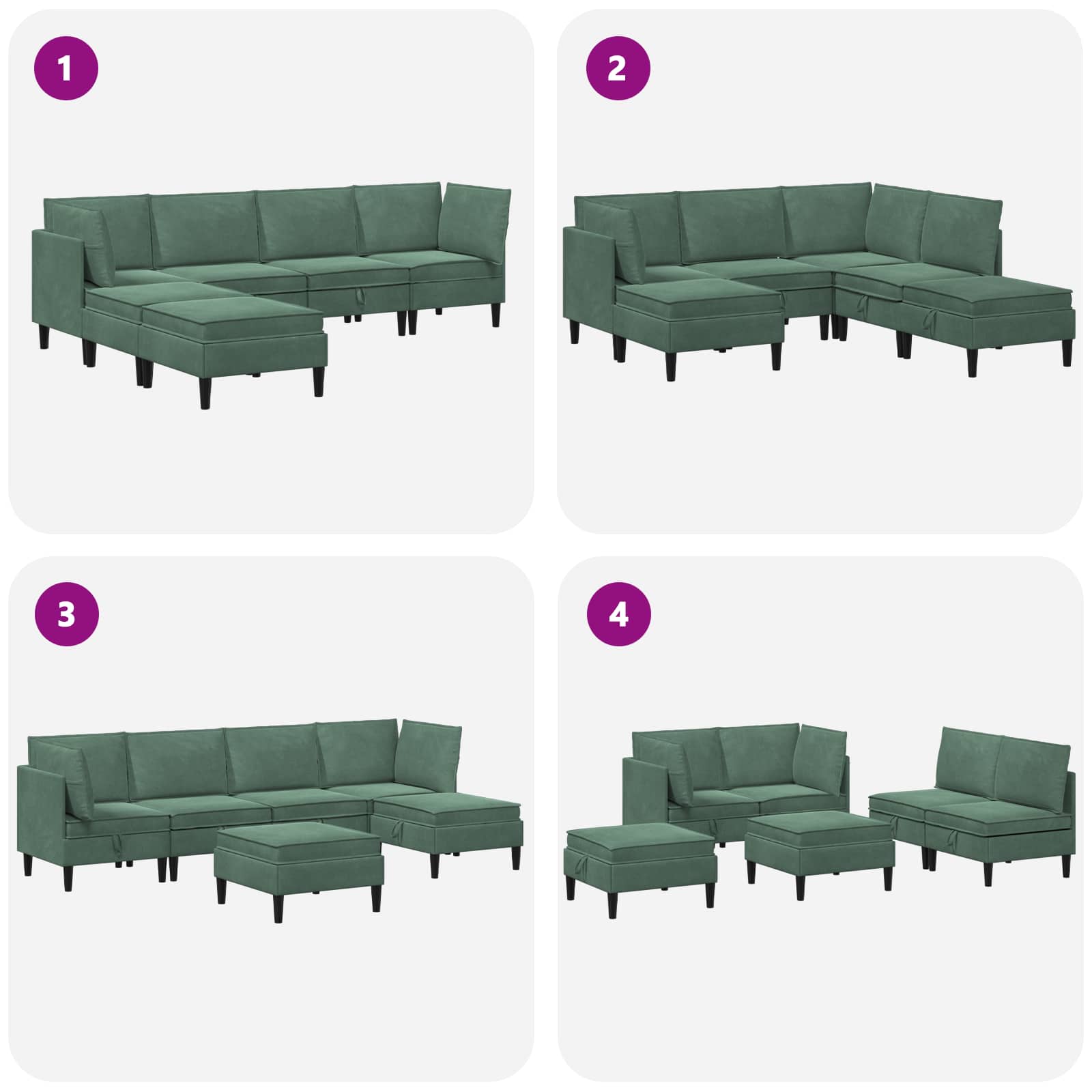 Wohnzimmergarnitur mit Kissen mit Speicher 6 pcs Meergrün Samt