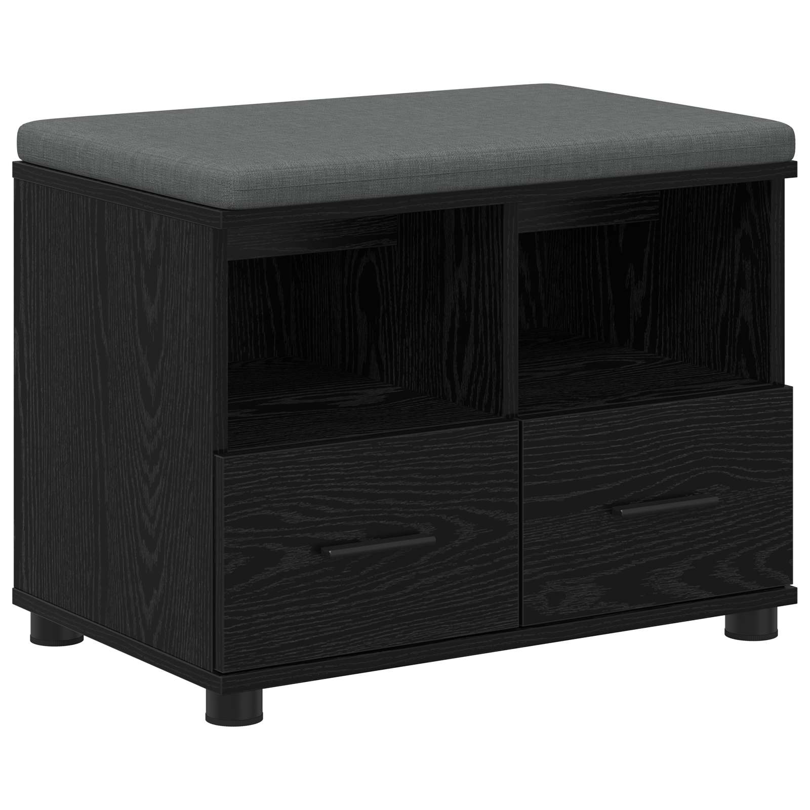 Flurbank mit Kissen mit Regal Schwarze Eiche 60 x 38 x 46 cm