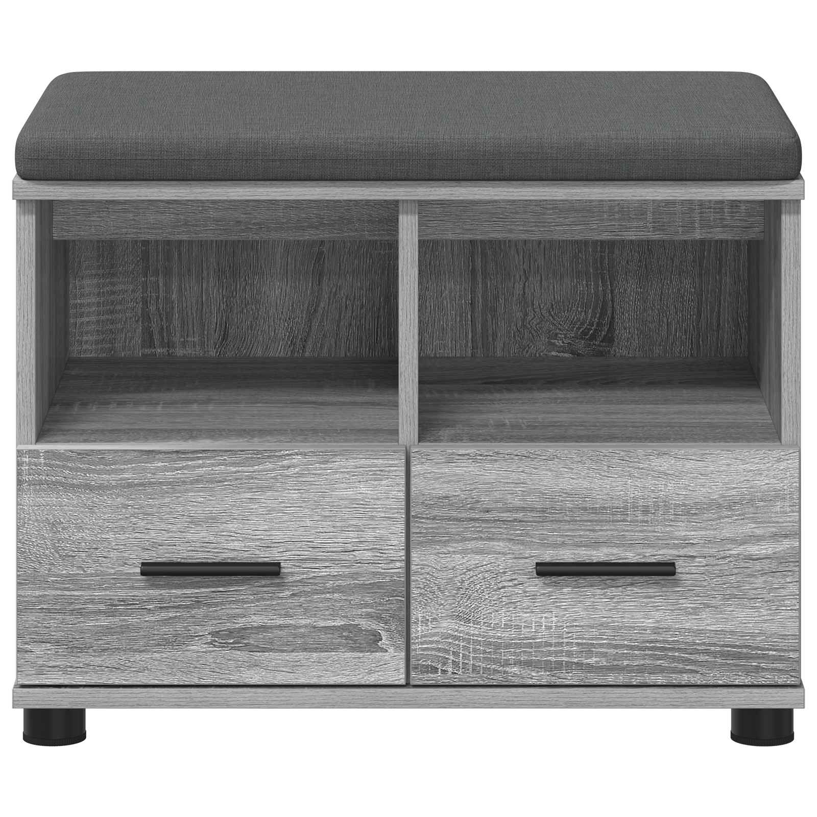 Flurbank mit Kissen mit Regal Graues Sonoma 60 x 38 x 46 cm