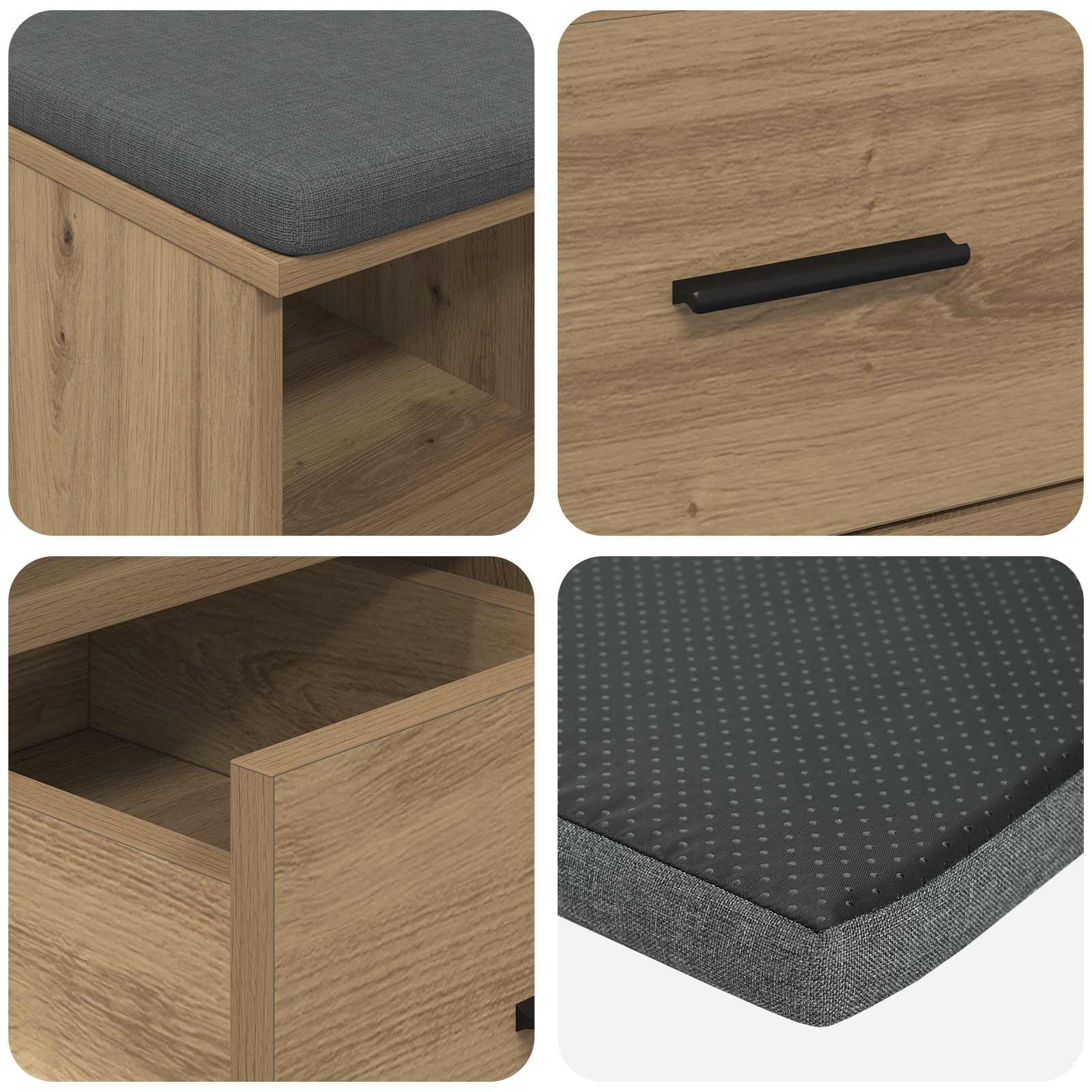 Flurbank mit Kissen mit Regal Artisan-Eiche 60 x 38 x 46 cm