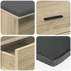Flurbank mit Kissen mit Schubladen Sonoma-Eiche 80 x 38 x 46 cm