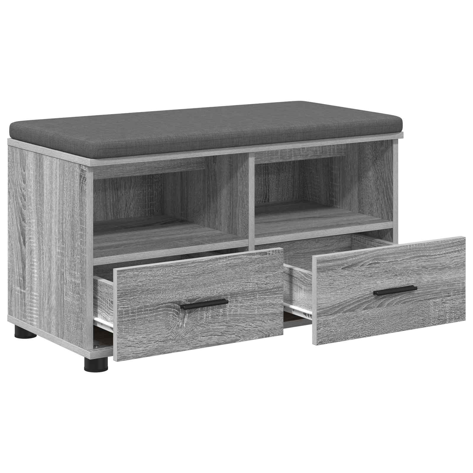 Flurbank mit Kissen mit Regal Graues Sonoma 80 x 38 x 46 cm