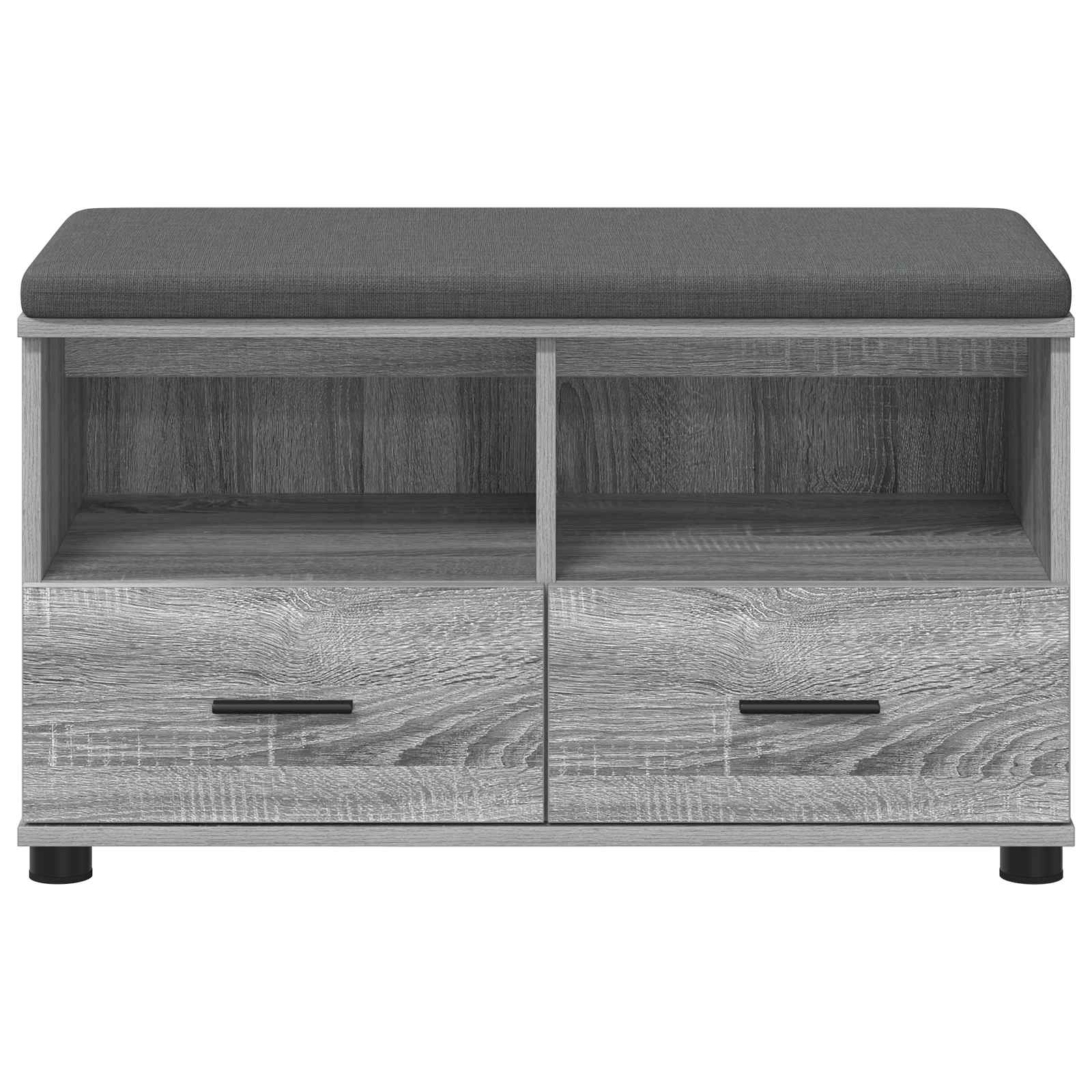 Flurbank mit Kissen mit Regal Graues Sonoma 80 x 38 x 46 cm