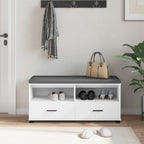 Flurbank mit Kissen mit Schubladen Weiß 100 x 38 x 46 cm