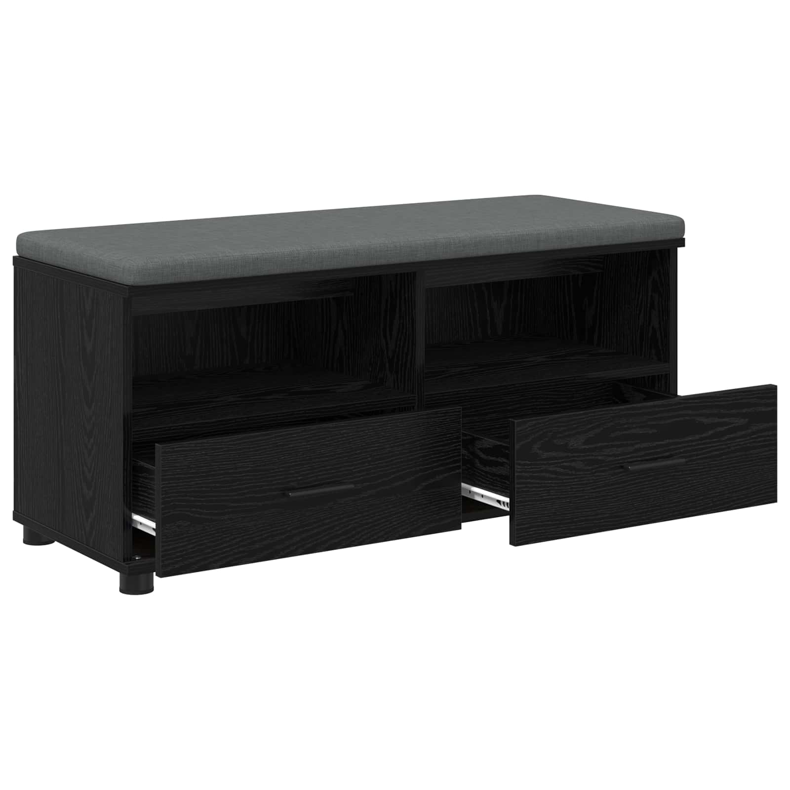 Flurbank mit Kissen mit Regal Schwarze Eiche 100 x 38 x 46 cm