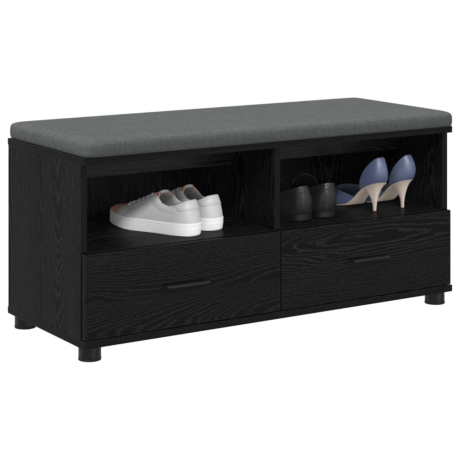 Flurbank mit Kissen mit Regal Schwarze Eiche 100 x 38 x 46 cm