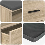 Flurbank mit Kissen mit Regal Sonoma-Eiche 100 x 38 x 46 cm
