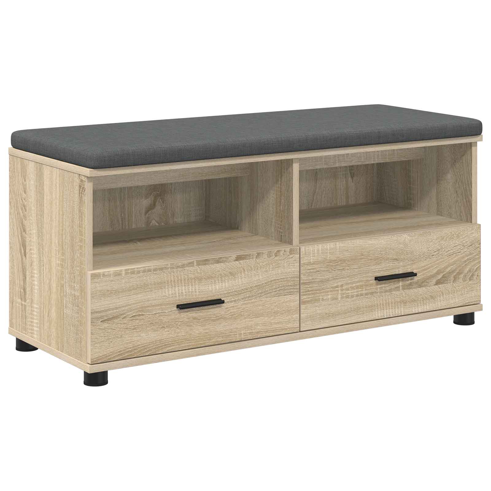 Flurbank mit Kissen mit Regal Sonoma-Eiche 100 x 38 x 46 cm