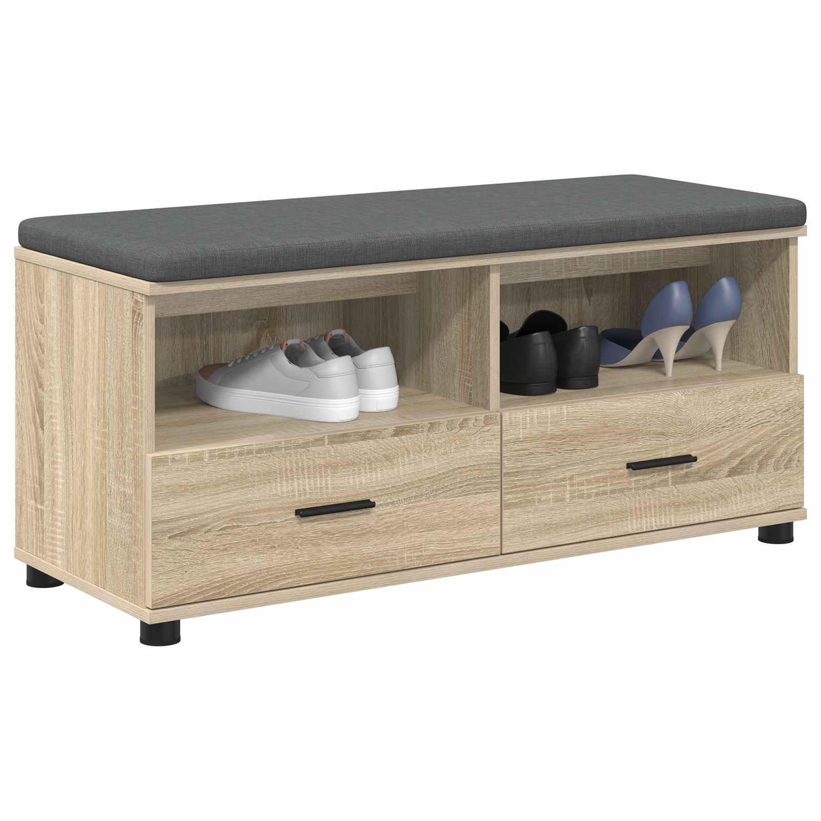 Flurbank mit Kissen mit Regal Sonoma-Eiche 100 x 38 x 46 cm