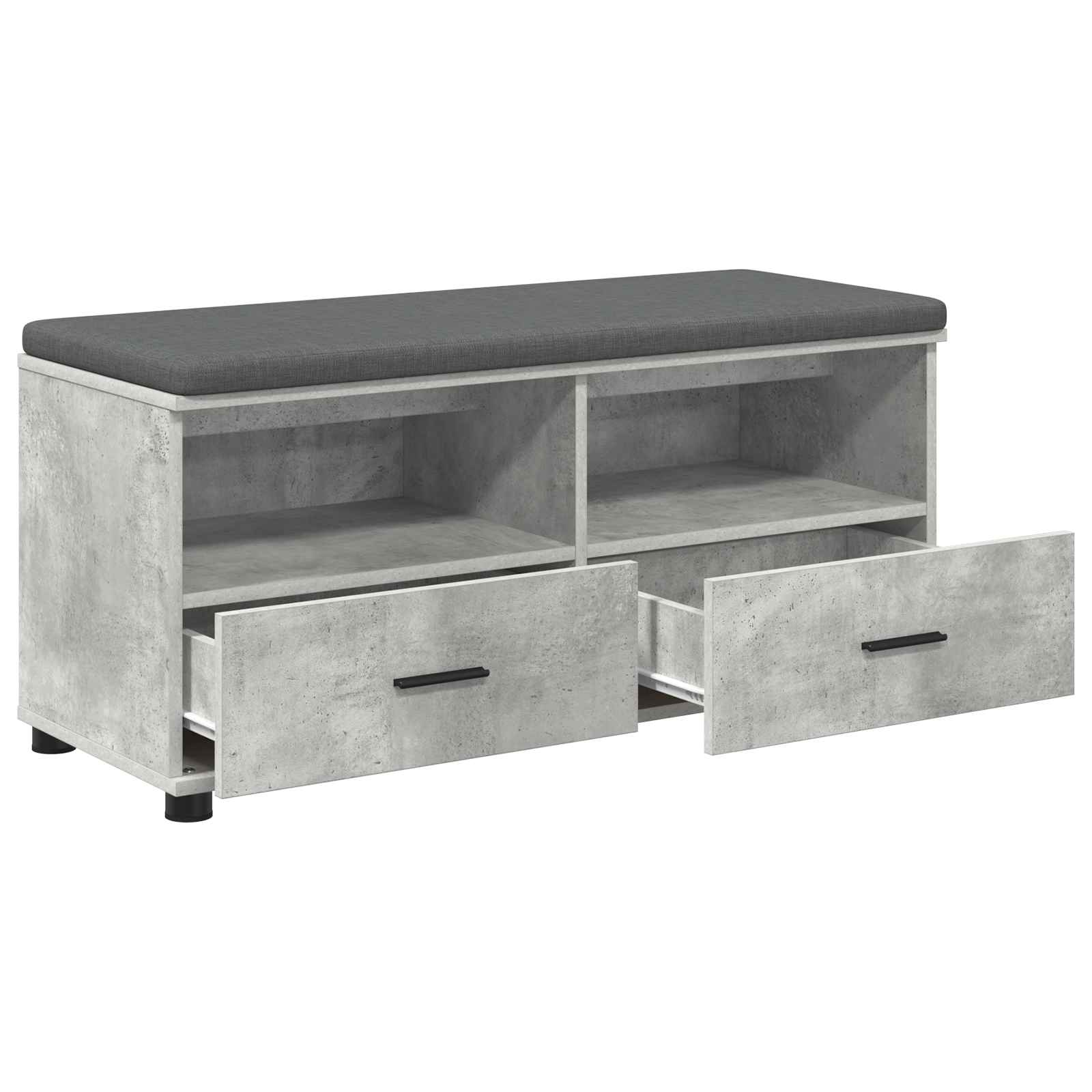 Flurbank mit Kissen mit Schubladen Betongrau 100 x 38 x 46 cm