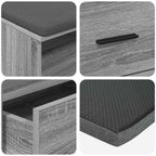 Flurbank mit Kissen mit Regal Graues Sonoma 100 x 38 x 46 cm