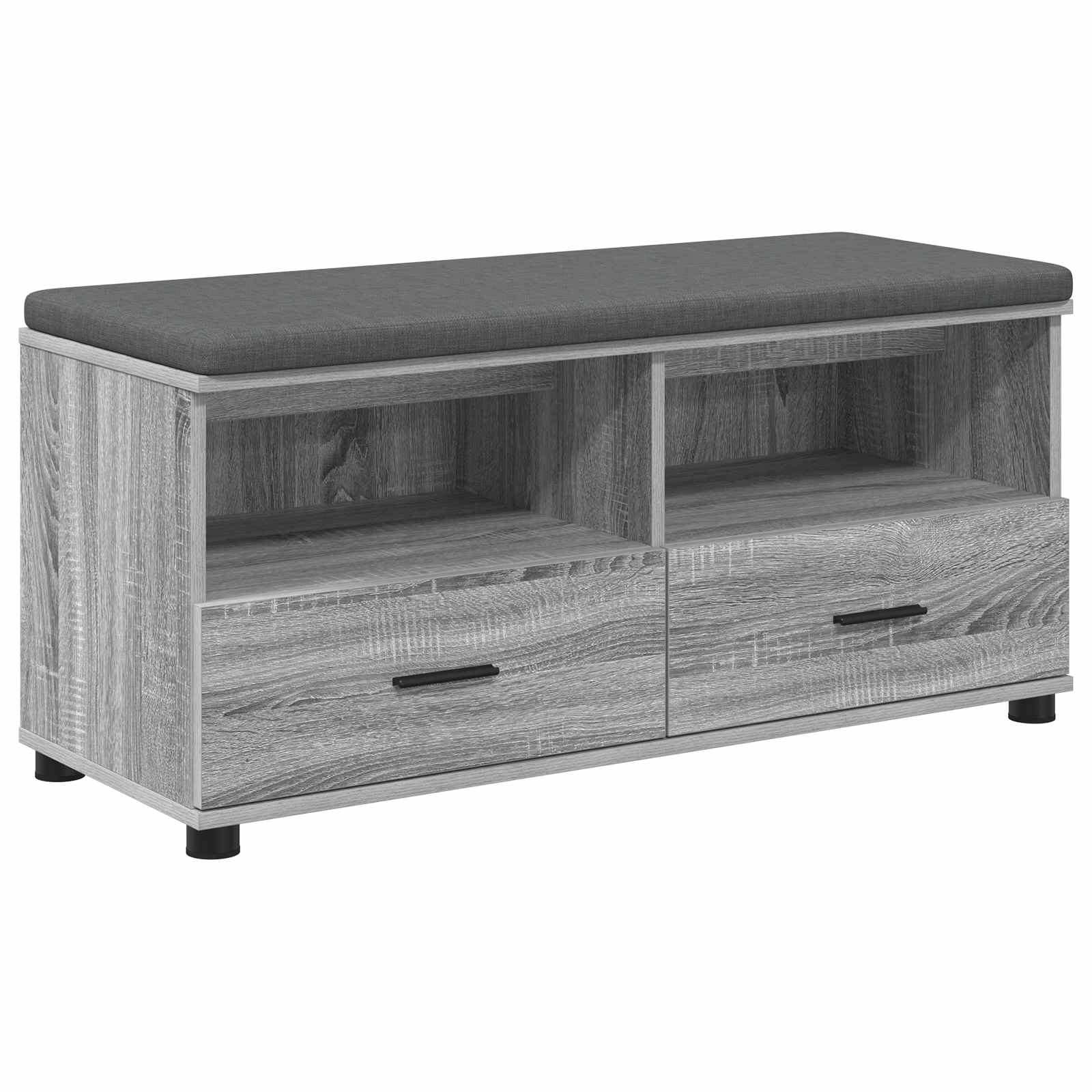 Flurbank mit Kissen mit Regal Graues Sonoma 100 x 38 x 46 cm